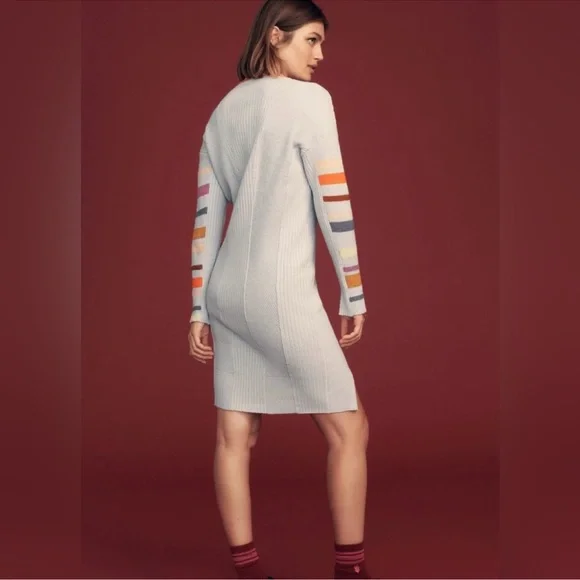 Anthropologie Daily Practice Stripe Sleeve Knit Ribbed Sweater Dress Size Small - Picture 2 of 7